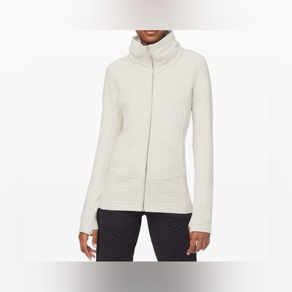 Lululemon Radiant  Jacket Heather Light Ivory Full Zip Sweatshirt Women's Size 6
